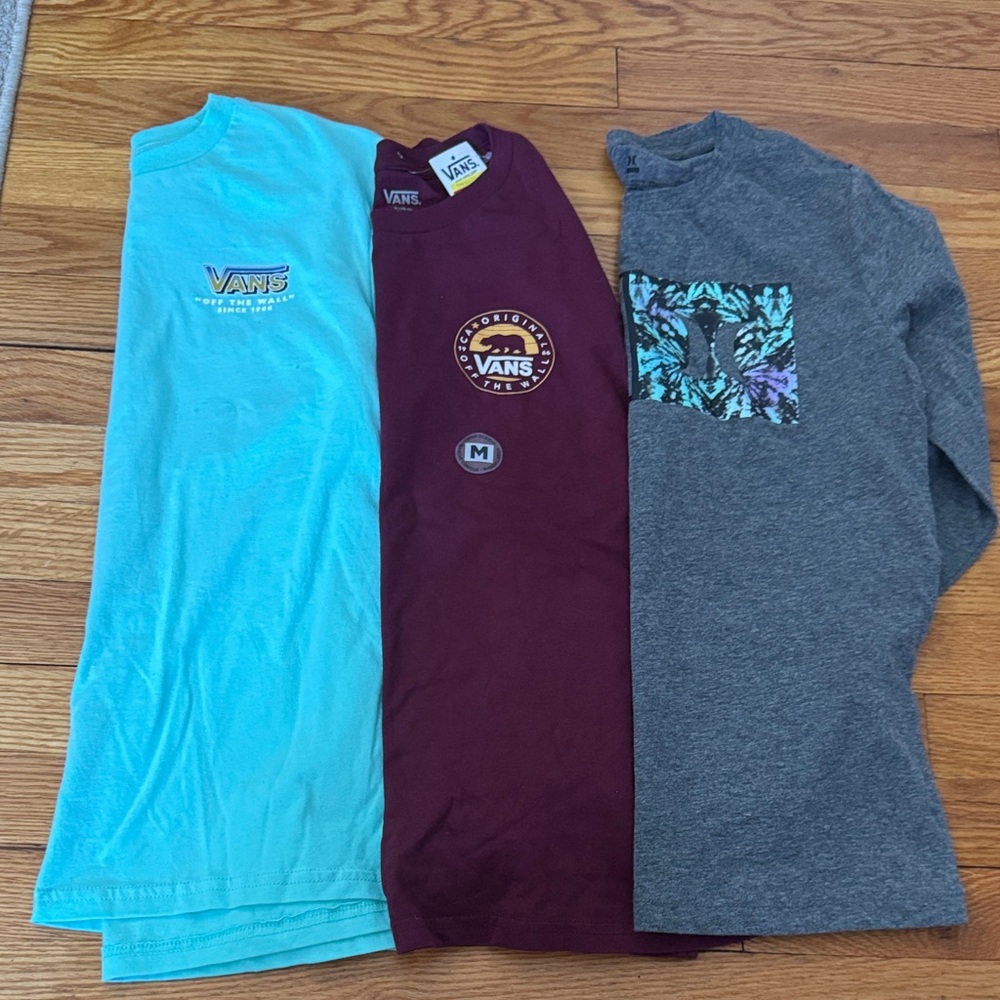 NWT Vans/Hurley Kids' Teal, Maroon, and Gray Long Sleeve Tees